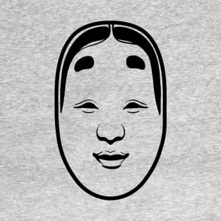 Traditional Japanese Masks, Onnamen, design with dark black ink T-Shirt